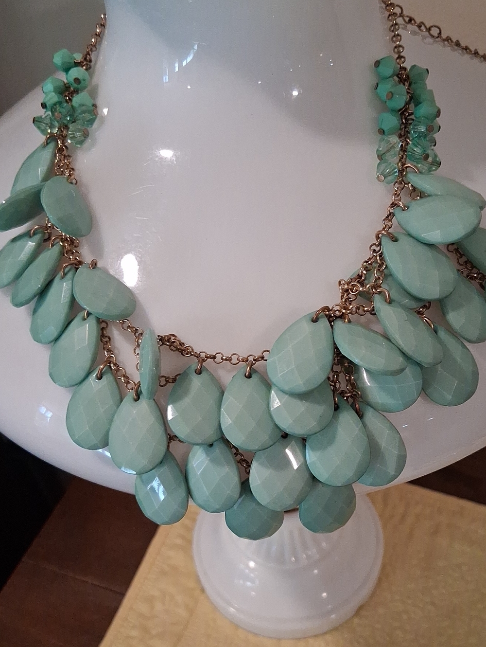 Mint Faceted Teardrop Statement Necklace - Unbranded
